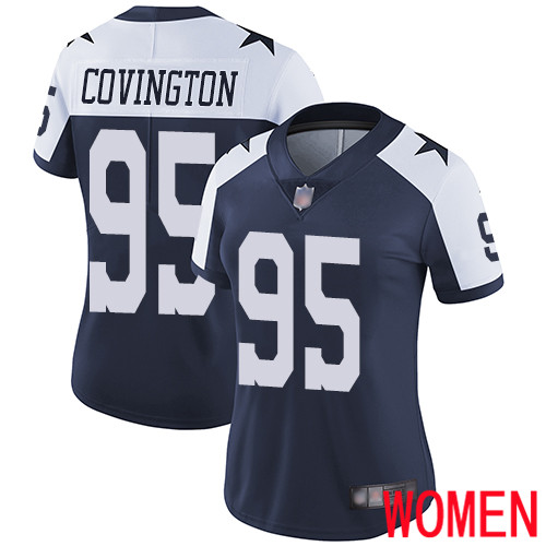 Women Dallas Cowboys Limited Navy Blue Christian Covington Alternate 95 Vapor Untouchable Throwback NFL Jersey